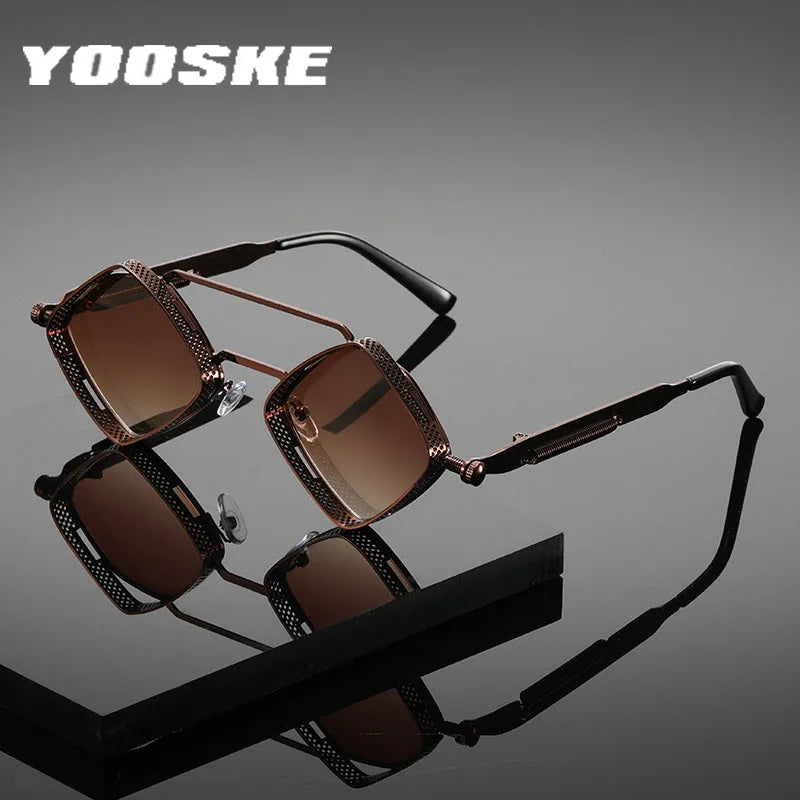 Hollow Frame Geometric Sunglasses – UV400 | 3 Shapes | Alloy Double Beam