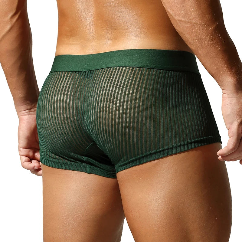 Striped Mesh Boxer Brief – 6 Colours | M–2XL | 95% Polyester & Spandex