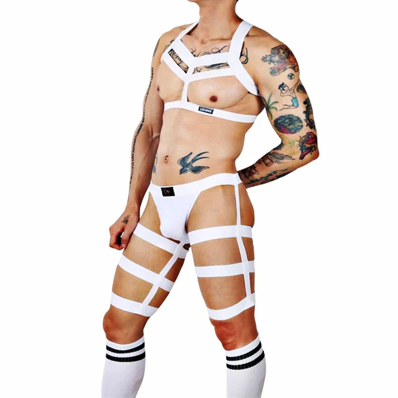 Jockstrap & Thigh Harness Set – Black, Black/White, White & Red | One Size