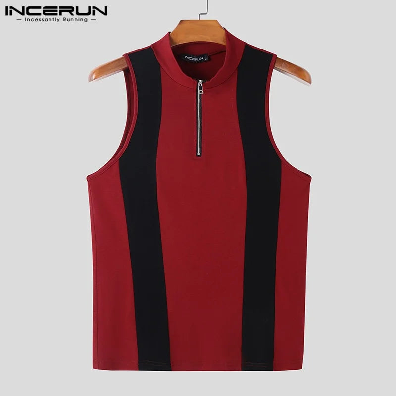 Spliced Colourblock Tank Top | Zipper Detail | 3 Colours | S–3XL