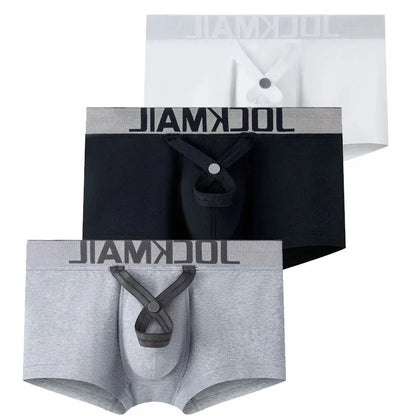 Low-Rise Boxer Brief with Inner Ring – Black, Gray & White | M–2XL | Cotton & Lycra