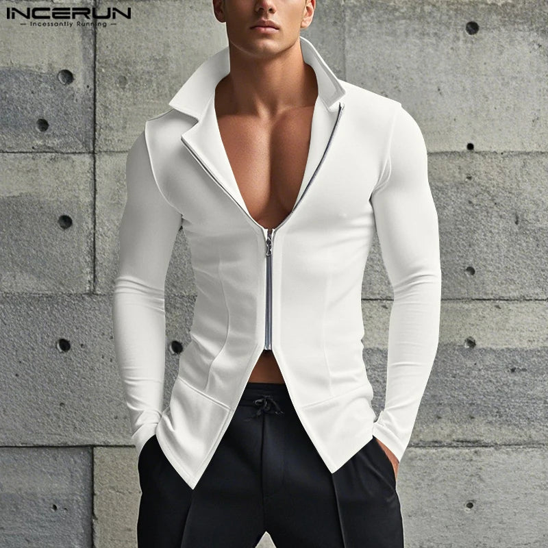 Incerun Collared Vest | Black, White & Blue | S–5XL