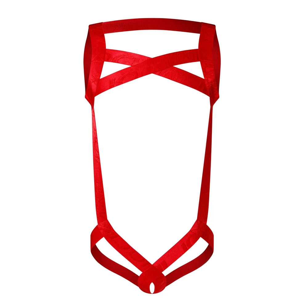 JOCKMAIL Hollow-Out Ring Strap Harness Bodysuit