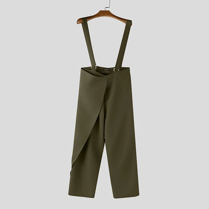 INCERUN Men's Sleeveless Strap Jumpsuit – Loose Irregular Overalls Streetwear | S–5XL