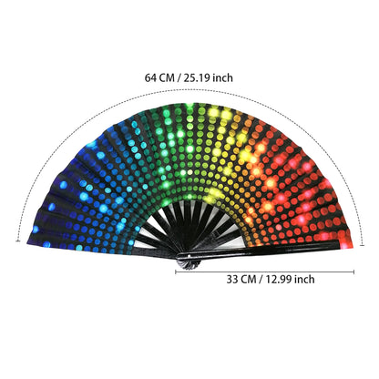 Pride Folding Hand Fan – Dots & Rainbow | Bamboo & Oxford Fabric