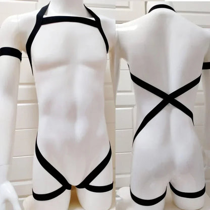 Chest Harness Set – Black, Red & White | One Size | Polyester & Nylon