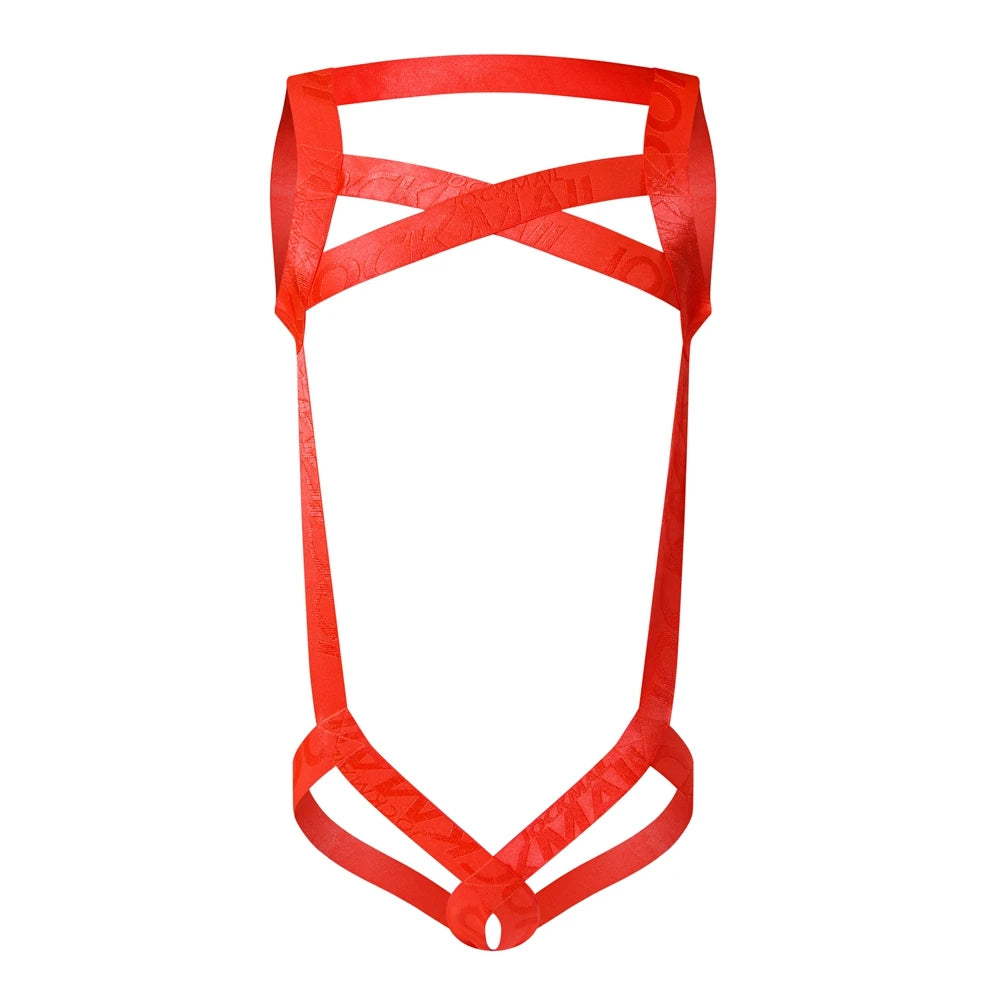 JOCKMAIL Hollow-Out Ring Strap Harness Bodysuit