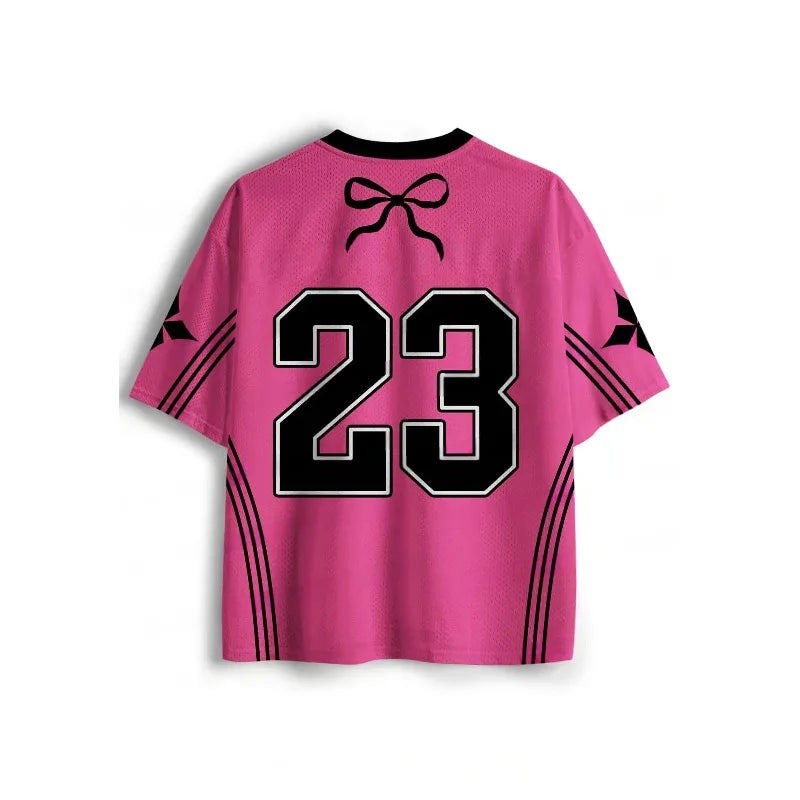 Y2K V-Neck Sport Jersey – Hit Me Print | S–6XL | Polyester
