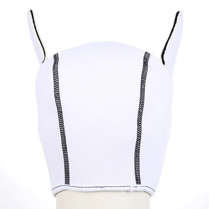 Puppy Play Hood – White & White with Collar | Synthetic Leather