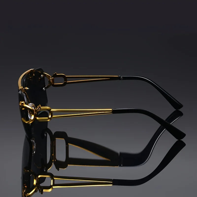 Frameless Punk Sunglasses – UV400 | 2 Colours | Gold Detail