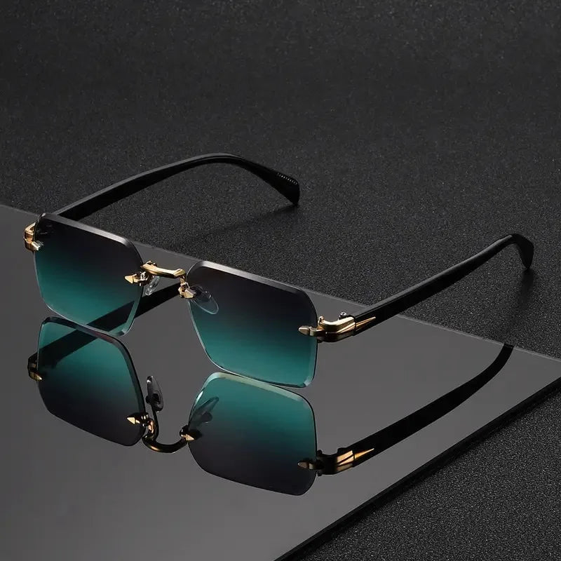 Rimless Rectangle Sunglasses – UV400 | 5 Colours | Plastic Frame