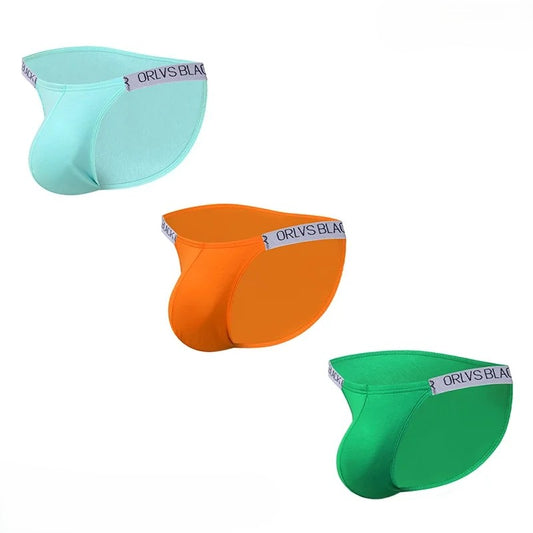 Men's Elastic Waistband Briefs 3-Pack | Turquoise, Orange, Green & Mix | M–2XL