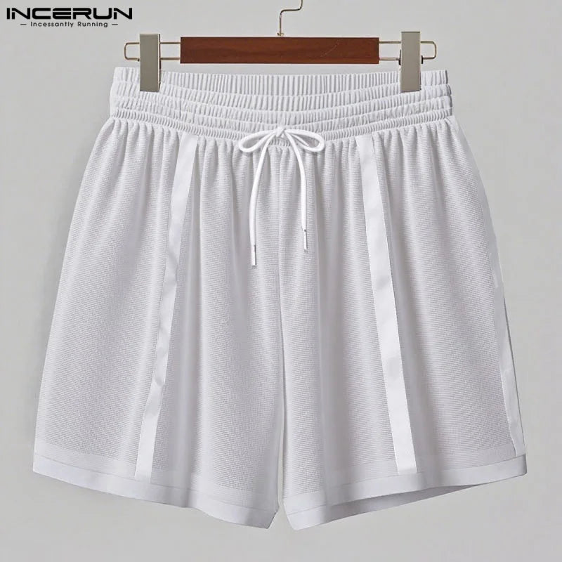 Men's Mesh Patchwork Shorts – See-Through Loose Drawstring Summer Streetwear | S–5XL