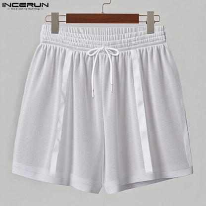 Men's Mesh Patchwork Shorts – See-Through Loose Drawstring Summer Streetwear | S–5XL