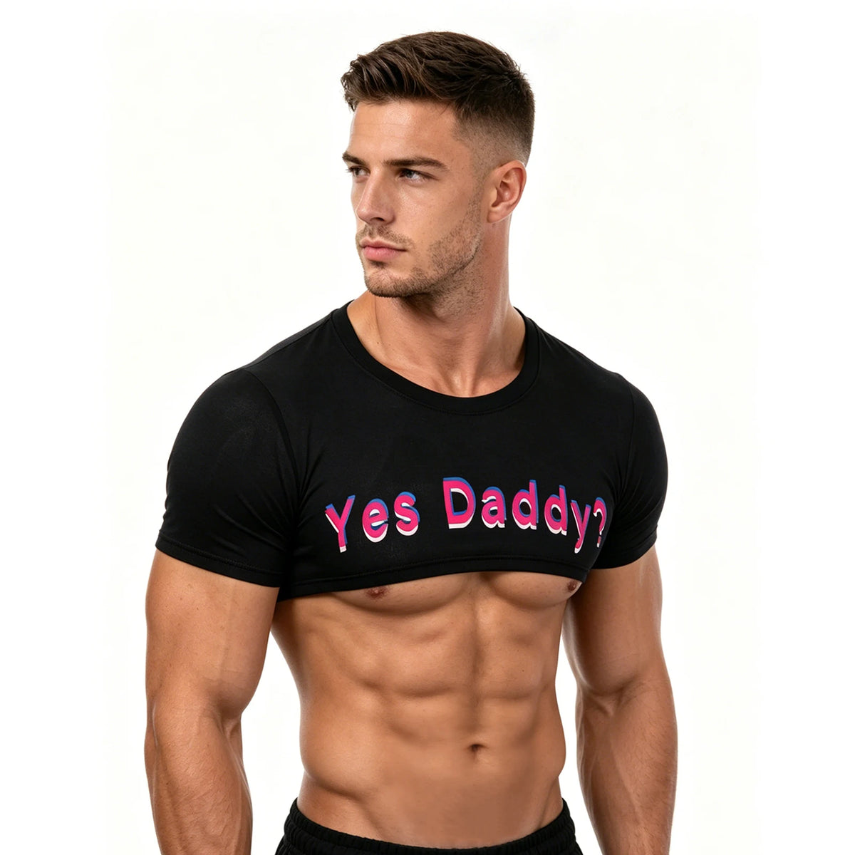 Short-Sleeve Crop Top – Black | One Size | Polyester & Spandex