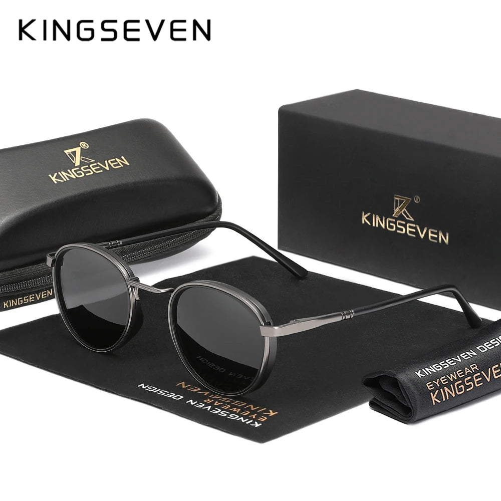Kingseven Retro Round Sunglasses – 5 Colours | 47 mm Lenses | Alloy & Polycarbonate