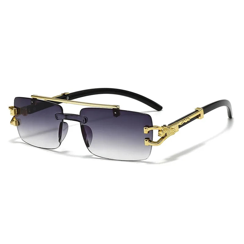 Double Beam Frameless Sunglasses – UV400 | 5 Colours | Leopard Detail