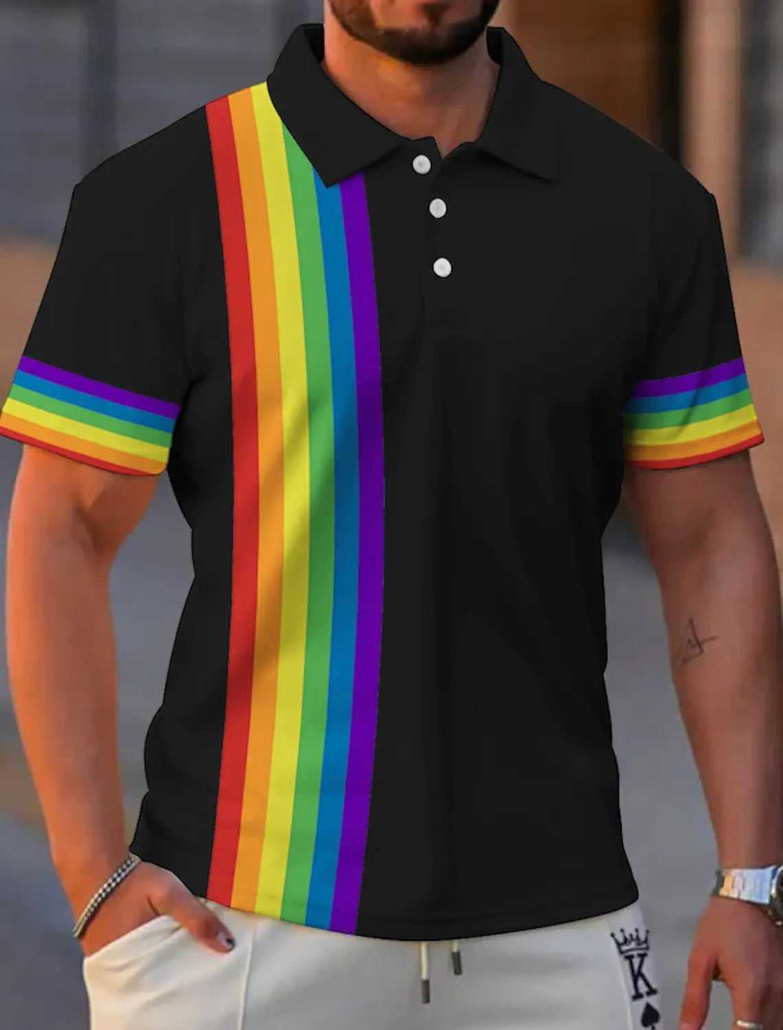 Rainbow Graphic Polo Shirt – 5 Colours | S–5XL | Polyester