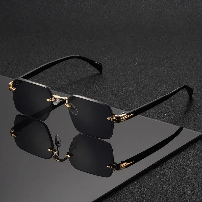 Rimless Rectangle Sunglasses – UV400 | 5 Colours | Plastic Frame