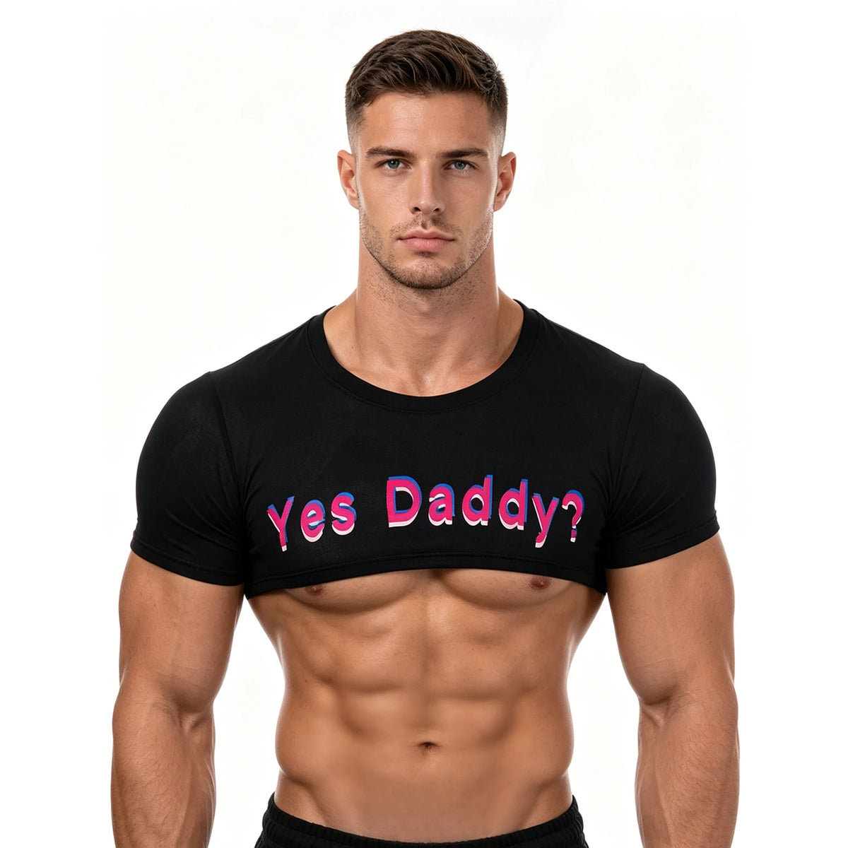 Short-Sleeve Crop Top – Black | One Size | Polyester & Spandex