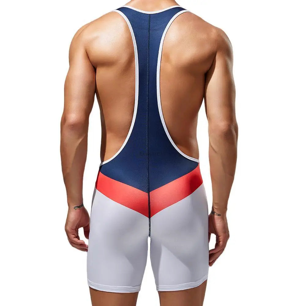 Wrestling Suit – Black & Sky Blue | M–2XL | Polyester & Lycra