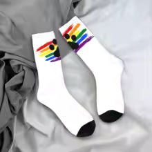 Puppy Paw Print Crew Socks – Black & White | One Size | Polyester