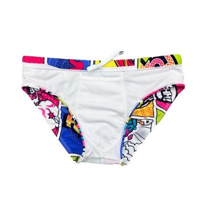 Cartoon Print Swim Brief – With or Without Pad | M–2XL | Polyester & Elastane