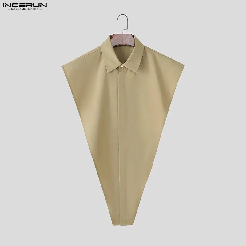 Irregular Split Sleeveless Shirt – Khaki, Blue & Black | S–5XL