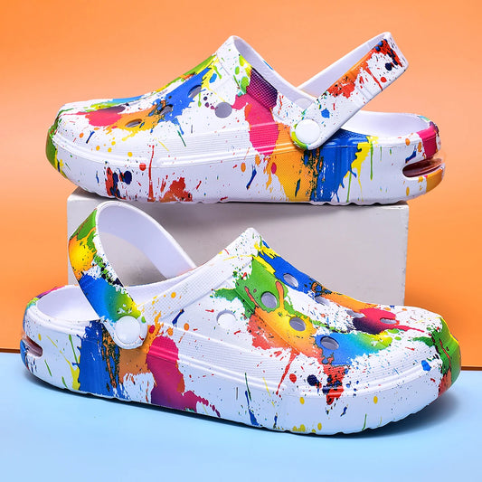 Graffiti Platform Clog Sandals – White | EU 36–45