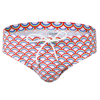 Jockmail Swimbrief – Tropical Leaves, Dots & Rainbow | M–XL