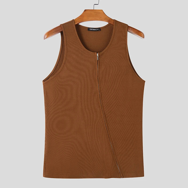 Solid Colour Knitted Tank Top | O-Neck | 3 Colours | S–3XL