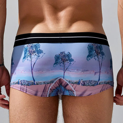 Seobean Low-Waist Printed Boxer Briefs – 4 Prints | M–2XL | Polyester & Elastane