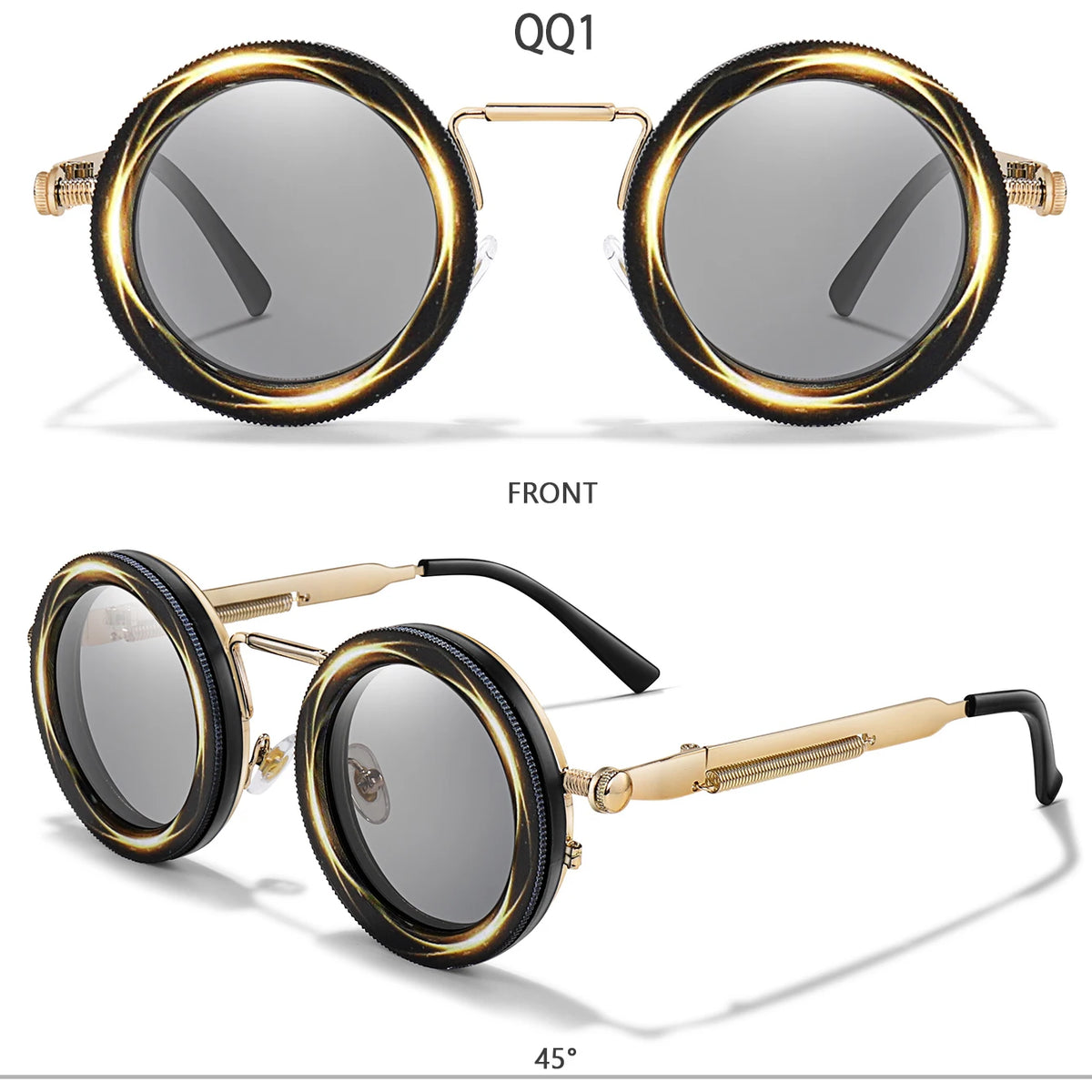 Round Steampunk Sunglasses – UV400 | 10 Colours | Metal Frame