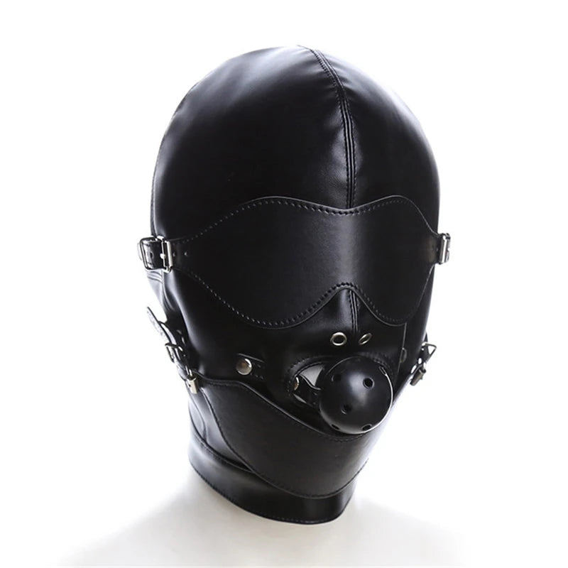 Premium Leather Cap with Eye Mask & Mouth Gag – 3-Piece Set | One Size