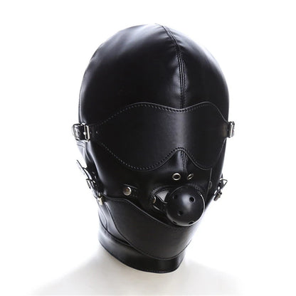 Premium Leather Cap with Eye Mask & Mouth Gag – 3-Piece Set | One Size