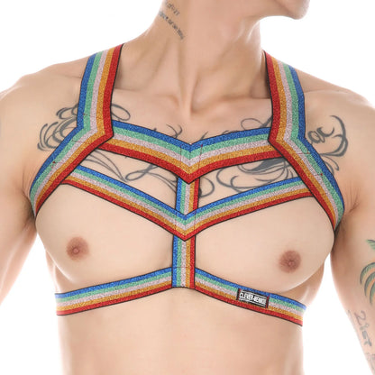 Clever-Men Rainbow Elastic Body Chest Harness 🌈