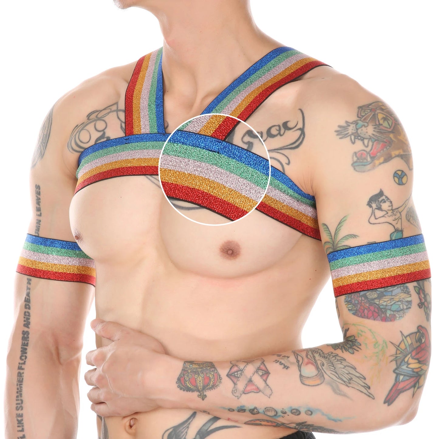 Rainbow Elastic Harness & Bracelet Set | One Size | WorldPride 2026