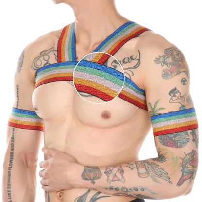 Rainbow Elastic Harness & Bracelet Set | One Size | WorldPride 2026