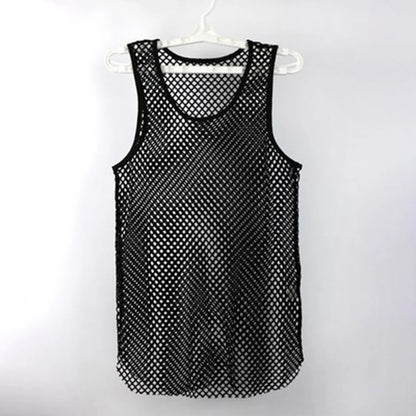 Mens Sexy Tanktop Transparant Mesh