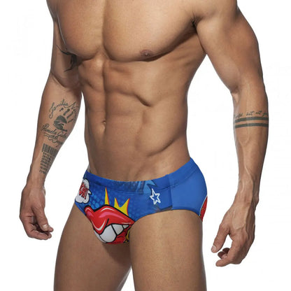 Star Print Swim Brief – With or Without Pad | M–2XL | Polyester & Elastane