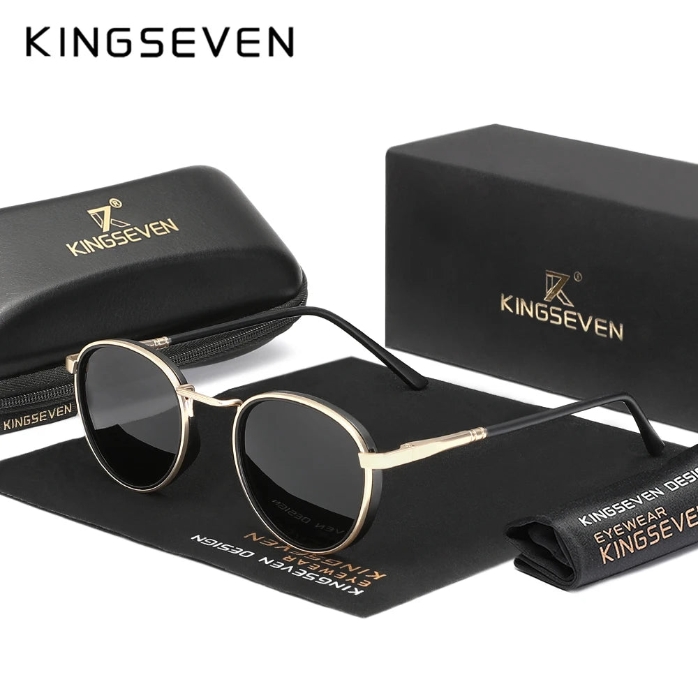 Kingseven Retro Round Sunglasses – 5 Colours | 47 mm Lenses | Alloy & Polycarbonate