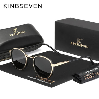Kingseven Retro Round Sunglasses – 5 Colours | 47 mm Lenses | Alloy & Polycarbonate