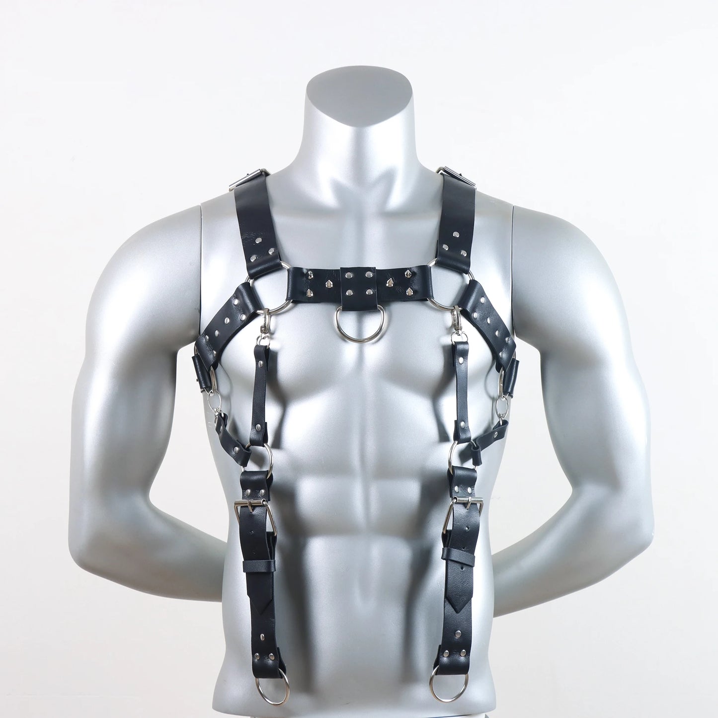 Body Harness with Connecting Straps to the Waist – Full Torso Bold Harness | Black