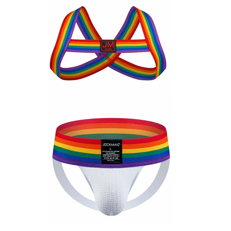 Jockmail Rainbow Harness & Jockstrap Set | 4 Colours | M–XXL