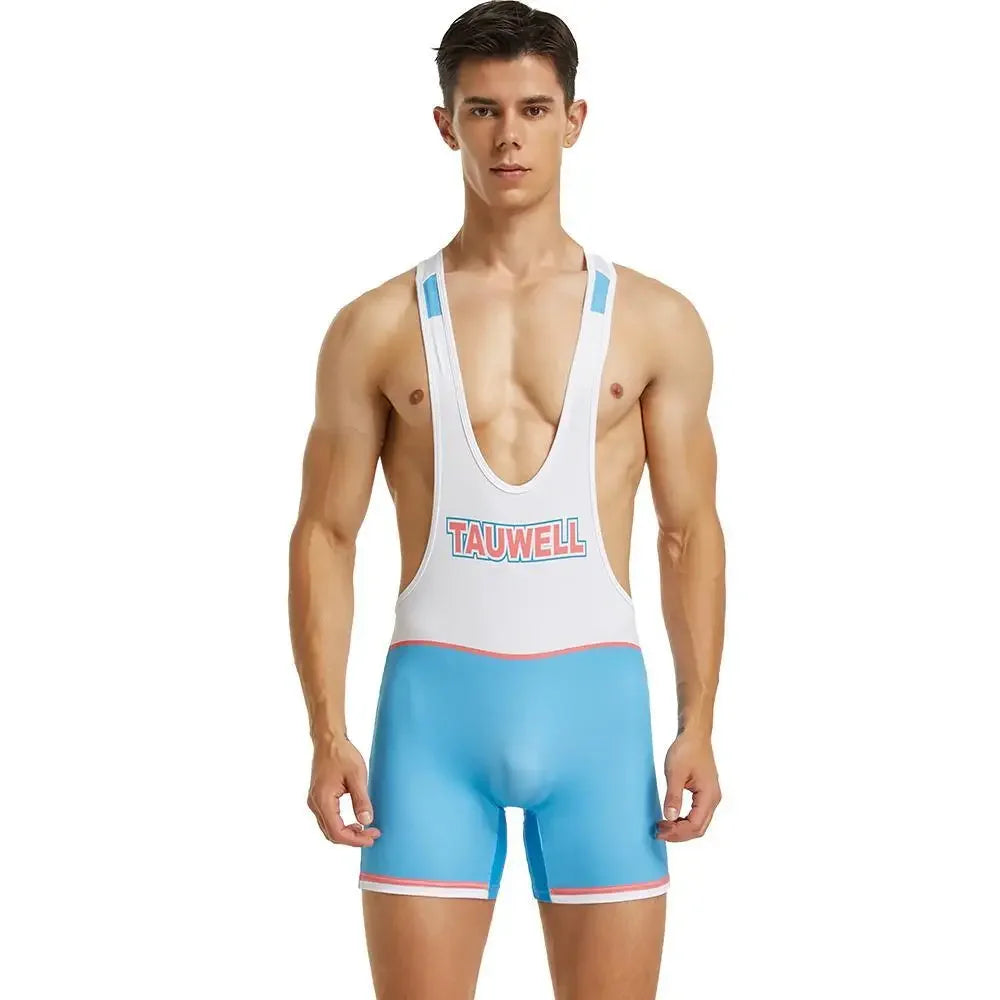 Wrestling Suit – Light Blue/White & Pink/White | M–2XL | Polyester & Lycra