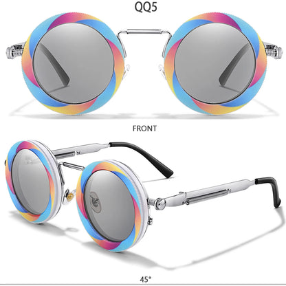 Round Steampunk Sunglasses – UV400 | 10 Colours | Metal Frame