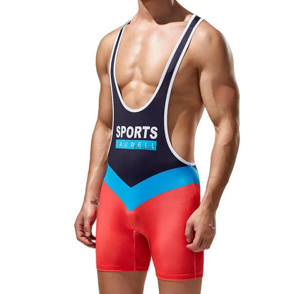 Wrestling Suit – Black & Sky Blue | M–2XL | Polyester & Lycra