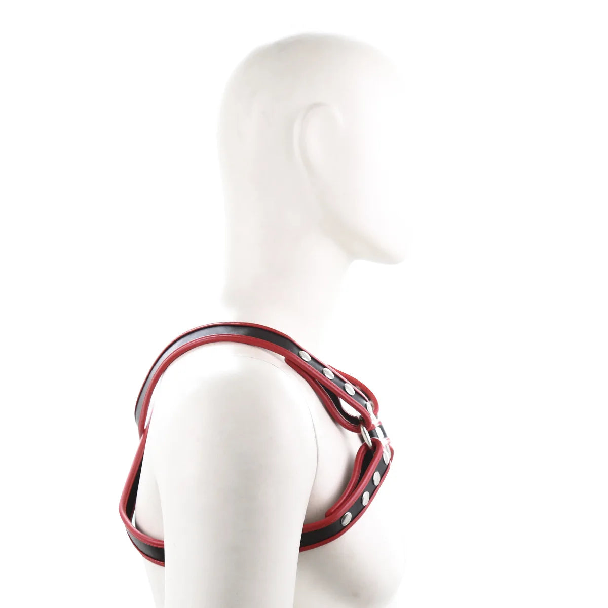 Chest Harness – Black & Red | One Size | Faux Leather