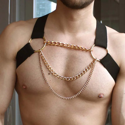 Elastic Body Harness with Chains – Stretchy Chain Detail Harness | One Size