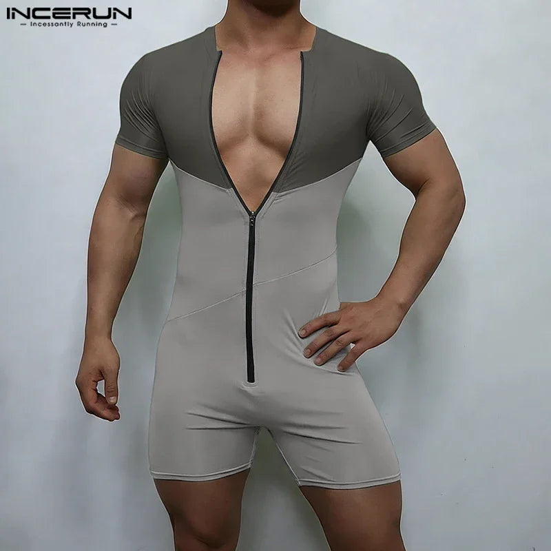 Colour-Block Zip Bodysuit – 3 Colours | S–3XL | Polyester & Elastane